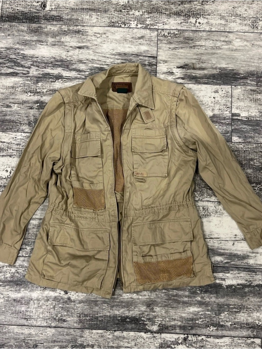 Women's Ralph Lauren Field Jacket Fishing Vest Khaki Tan Cotton Small